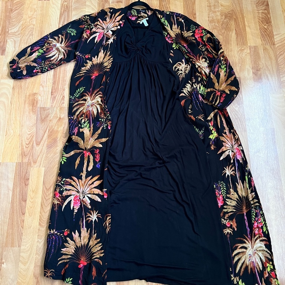Bundle Nasty Gal Tropical Crinkle Kimono sz L + Daily Ritual maxi dress sz XS